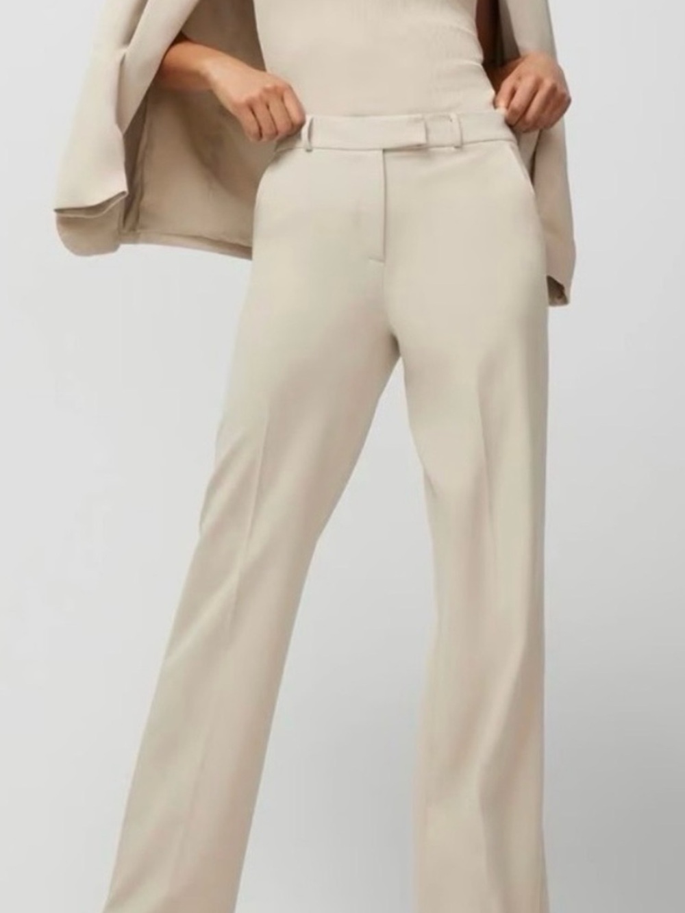 White House Black Market Wide Leg Dress Pants in Beige